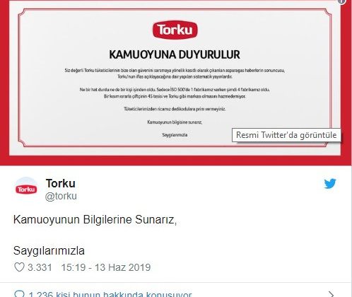 Türk gıda devinden kamuoyuna duyuru