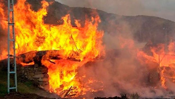 Erzurum’da korkunç yangın! 8 saat içinde 3 ev ve 9 ahır küle döndü