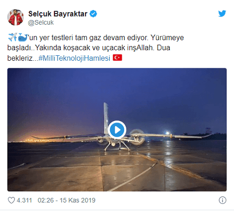 Türkiye’nin gurur kaynağı İHA Akıncı piste çıktı