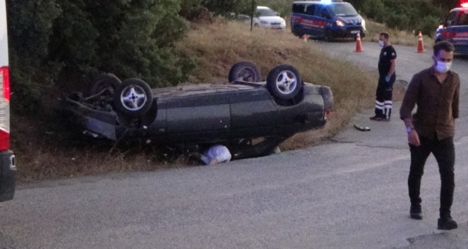 Silahlı çatışmaya gittiği iddia edilen araç takla attı