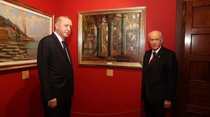 MHP Lideri Devlet Bahçeli ile Cumhurbaşkanı Erdoğan müzeyi birlikte gezdi