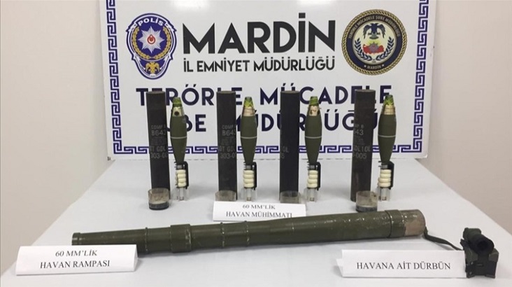 Mardin’de havan rampası ile havan mühimmatları ele geçirildi