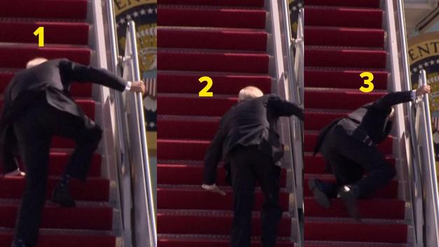 ABD Başkanı Biden uçağa binerken 3 kez düştü