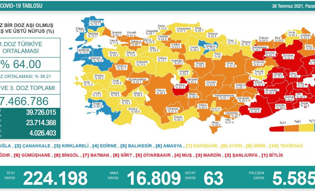 Koronavirüs vaka tablosu açıklandı
