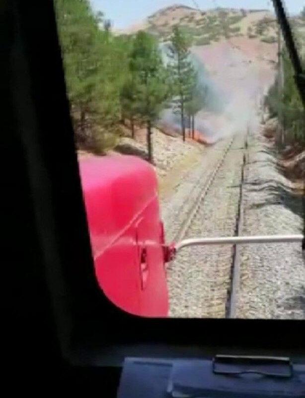 Makinist treni durdurup yangını söndürmeye koştu