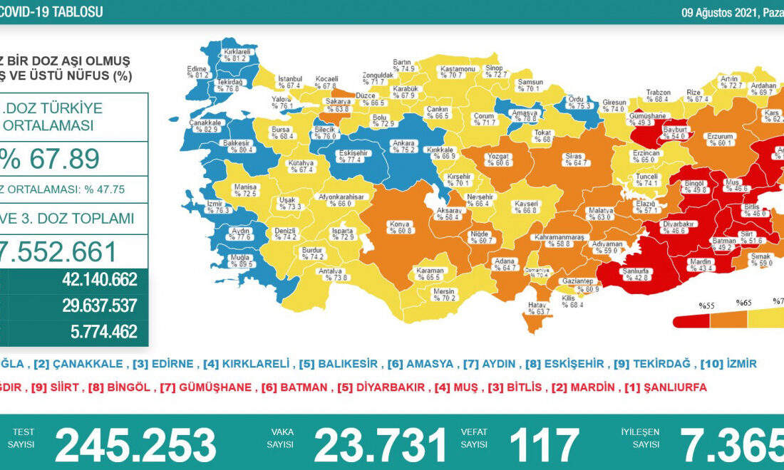 9 Ağustos günlük koronavirüs vaka tablosu açıklandı