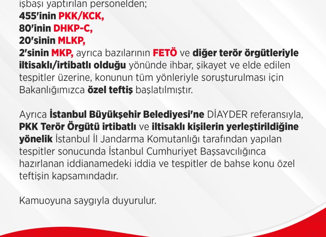 İçişleri Bakanlığı, İBB’ye ‘özel teftiş’ başlatıldığını bildirdi