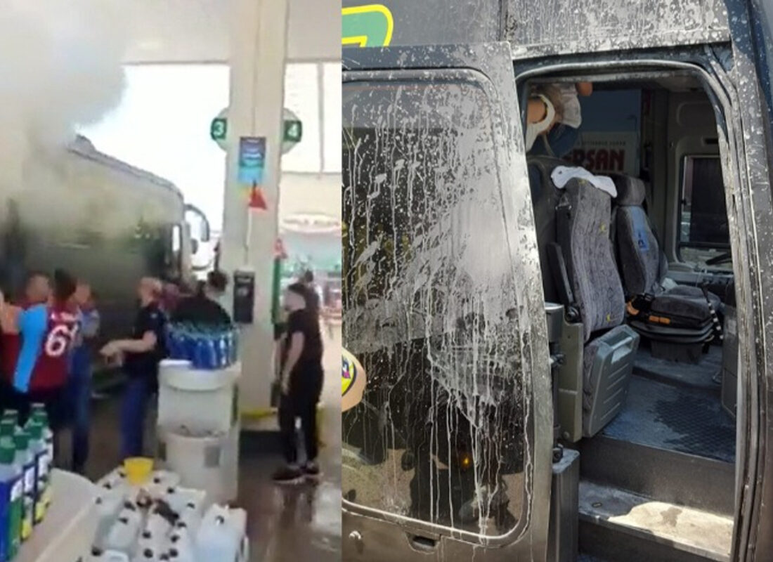 Fenerbahçe taraftarlarını taşıyan otobüse saldırı