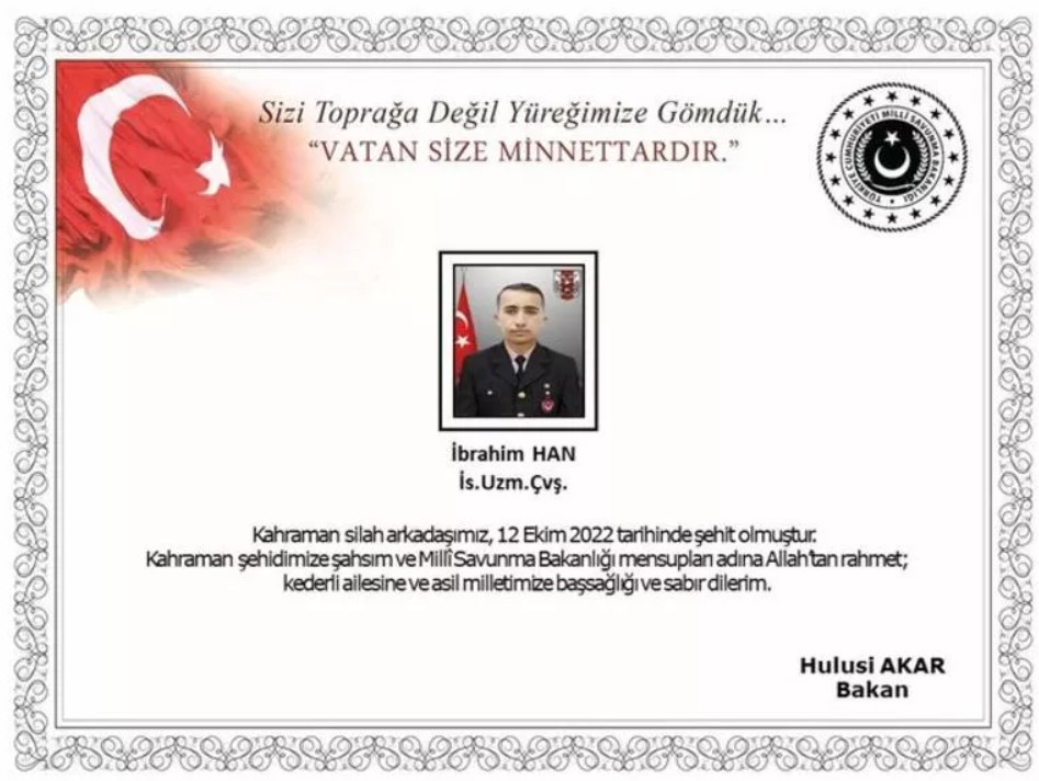 MSB acı haberi duyurdu: 1 askerimiz şehit oldu