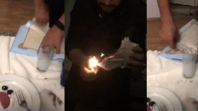Aldıkları nefes haram! İzmir’de içki masasında Kur’an-ı Kerim’i yırtıp yakan alçaklar yakalandı