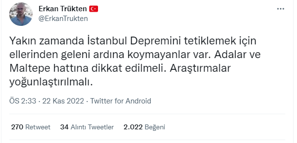 Depremden 14 saat önce yaptığı paylaşım şoke etti