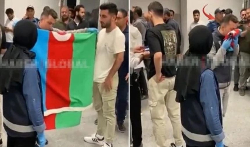 Türkiye-Ermenistan maçında Azerbaycan bayrağını öpen polis takdir topladı
