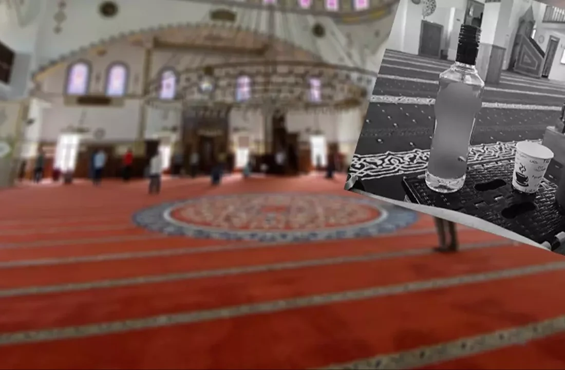 Büyük rezalet! Camide içki içip fotoğrafını paylaştı