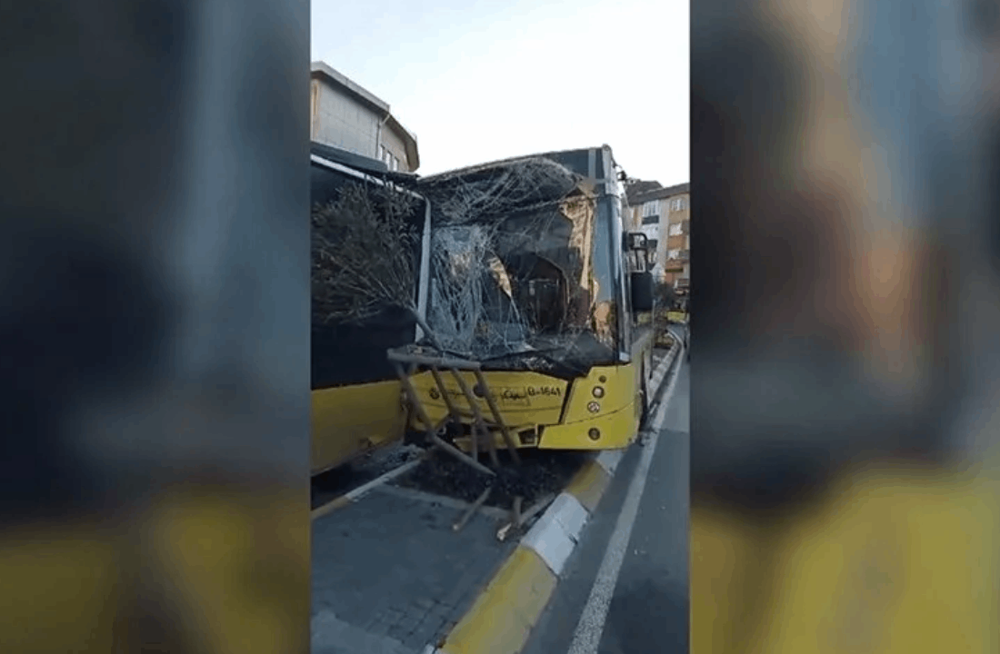 İETT otobüsü duraktaki otobüslere çarptı