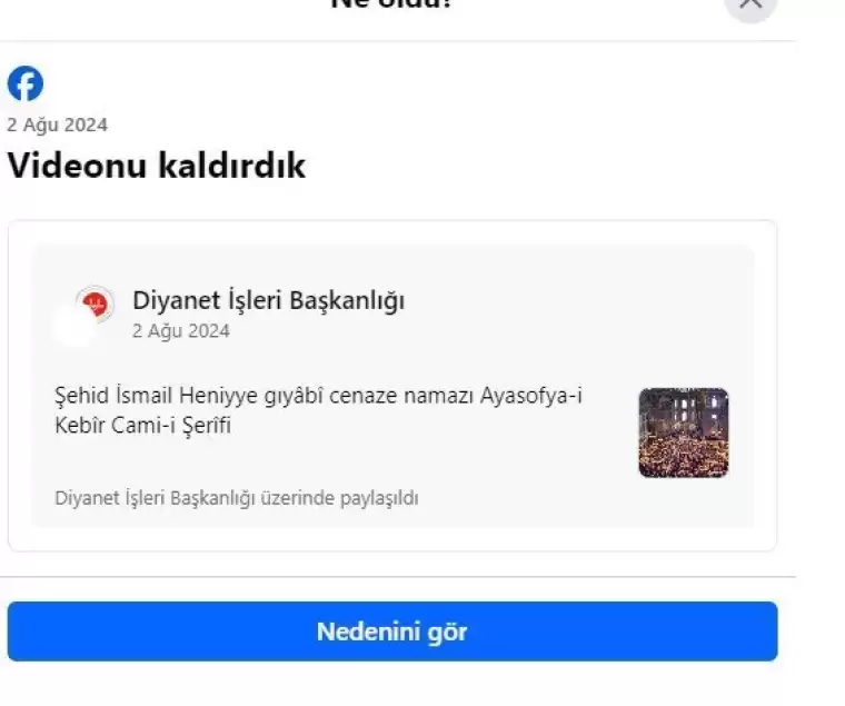 Facebook Diyanet’i hedef aldı! Hesap kısıtlandı, video silindi