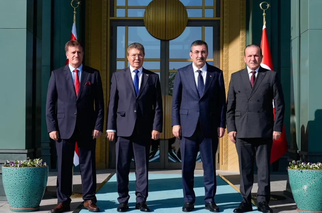 Cevdet Yılmaz, KKTC Başbakanı Ünal Üstel ile Cumhurbaşkanlığı Külliyesi’nde görüştü